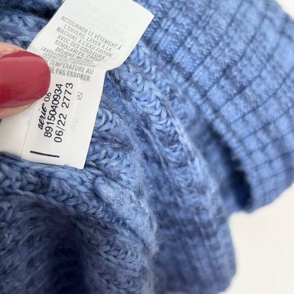 Aerie Womens Quarter Zip Pullover Sweater Medium Blue Loungewear Cozy Soft - Picture 10 of 10